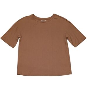 Petal & Pup Brown Ribbed Knit Top - Medium - Minimalist Chic Neutral Earthtones